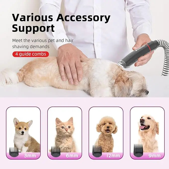 Pet Grooming Kit with Hair Vacuum Clippers,