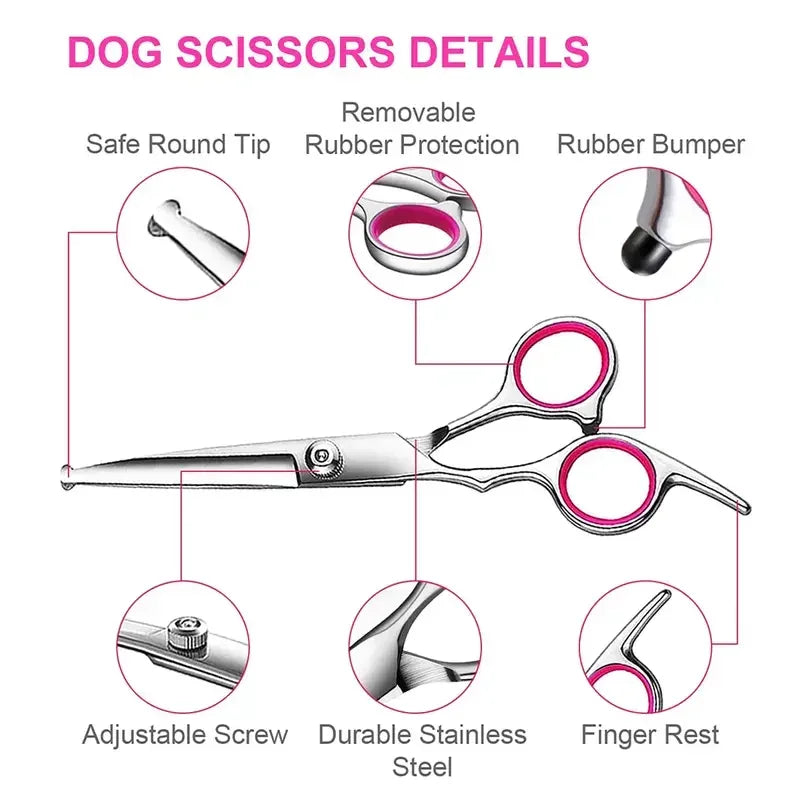 Titanium Coated Grooming Scissors with Safety Round Tips