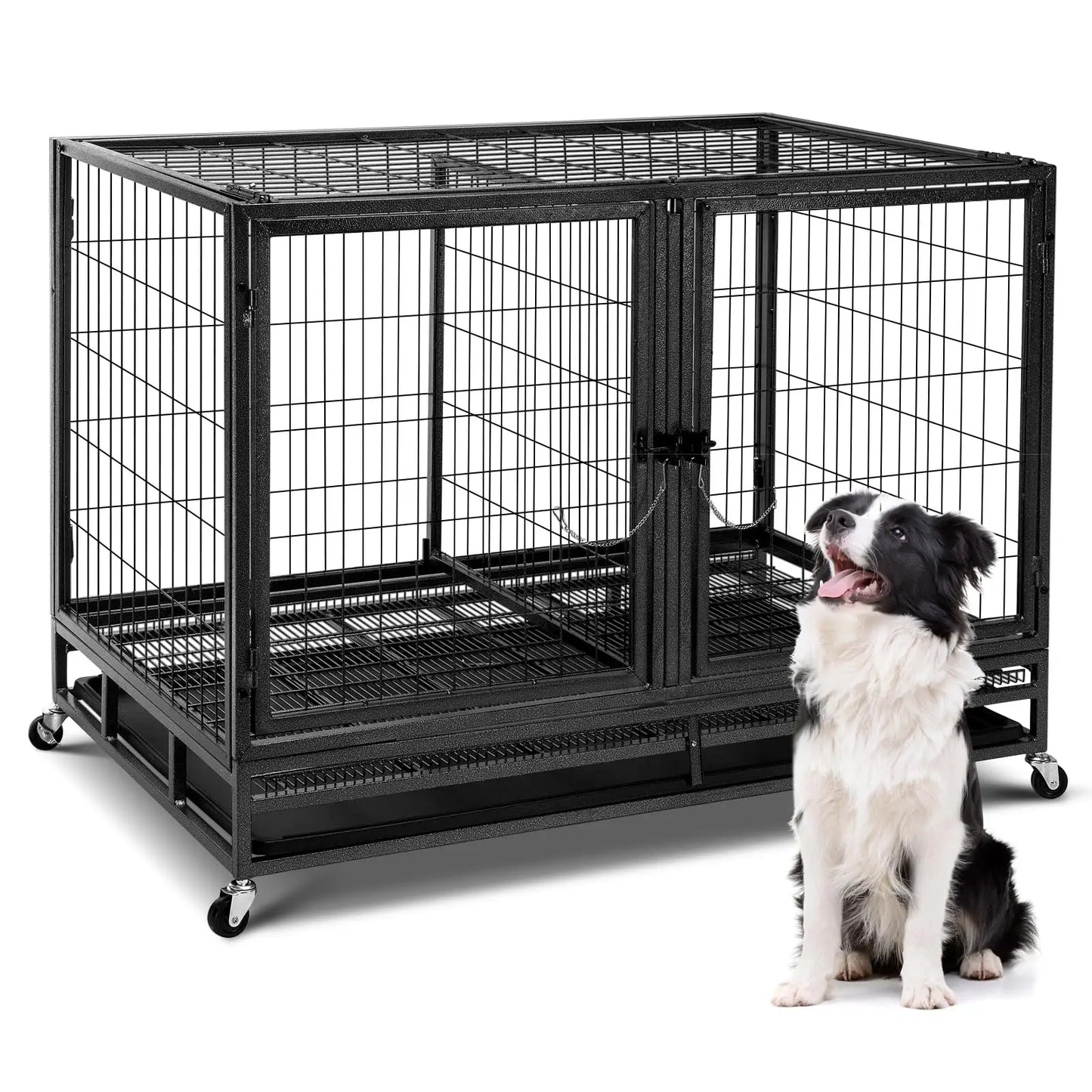 Extra Large Durable and Strong Dog Crate Kennel with Wheels