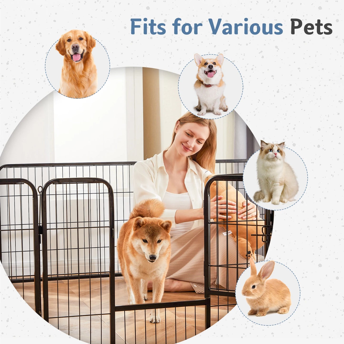 M- 24" L- 32" 16-Panel Metal Dog Playpen- Exercise Yard with Doors