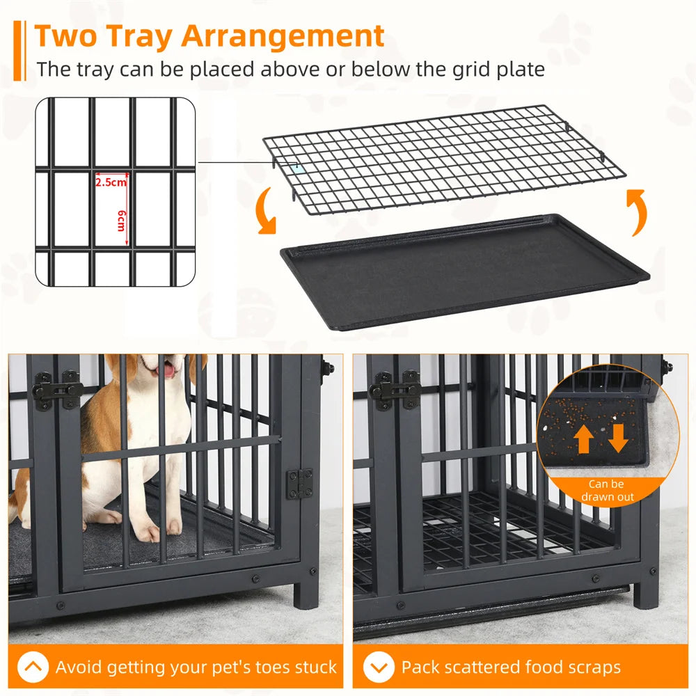 Large - Extra Large Wooden Dog Crate Kennel Furniture End Table with 3 Doors