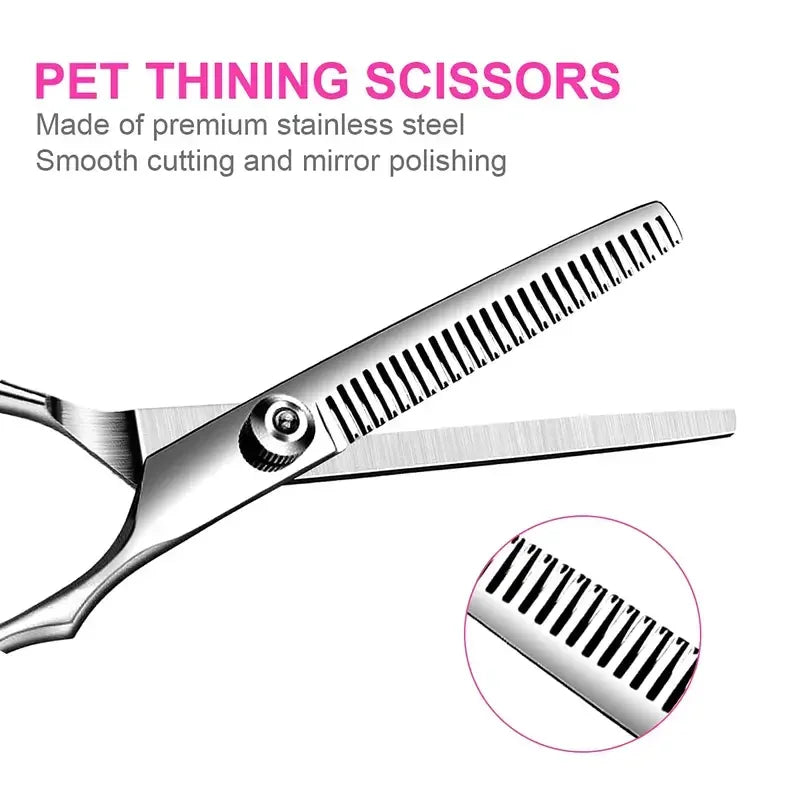 Titanium Coated Grooming Scissors with Safety Round Tips