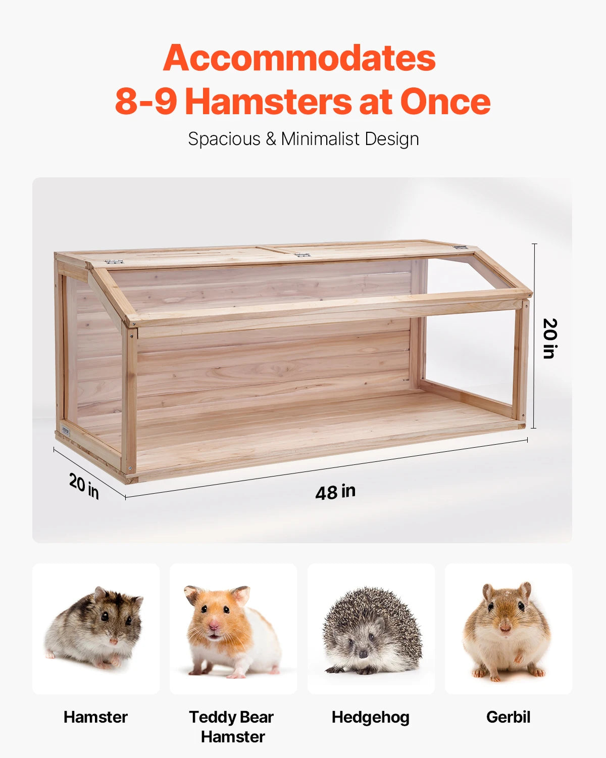 S- 30"-35" M- 40"-45" L- 45"-50" Wooden 270° Viewing Hamster Habitat with Openable Top Ventilated Animal Cage for Gerbils Mice