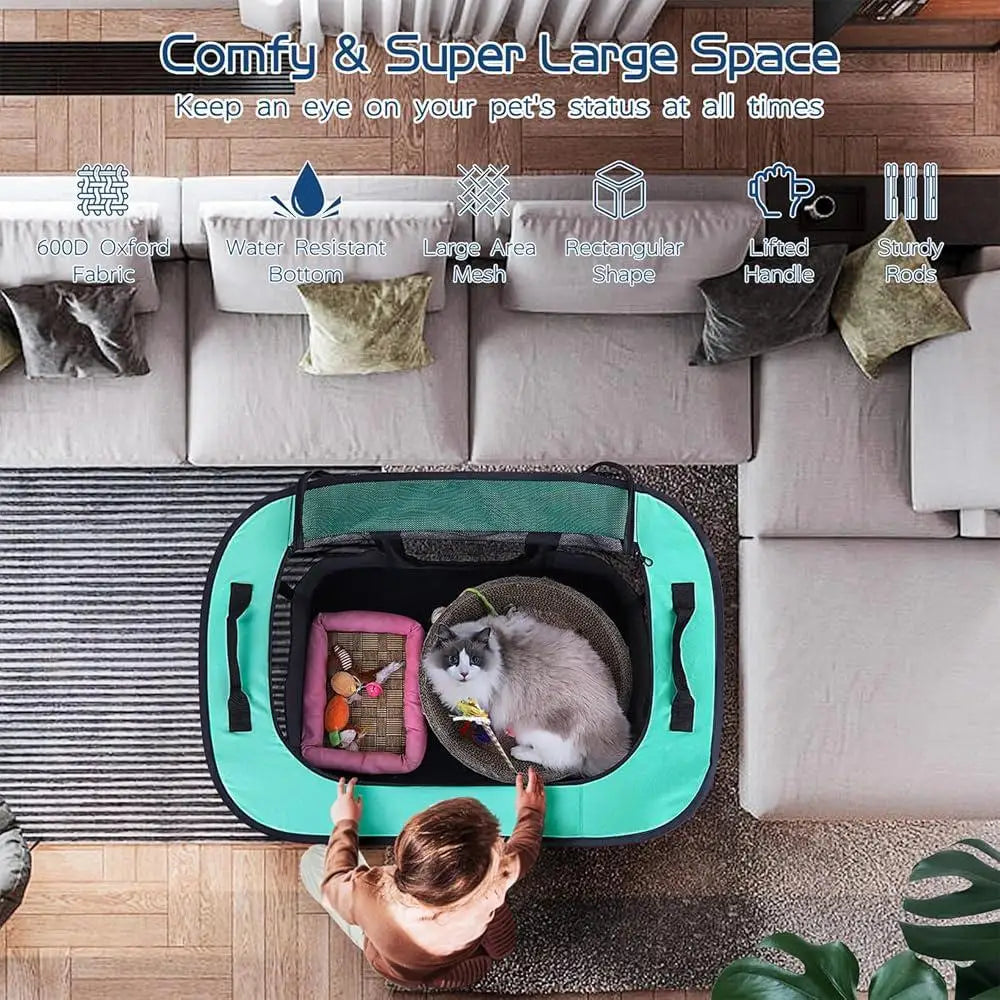 Portable/Foldable Mesh Dog Cat Playpen Kennel