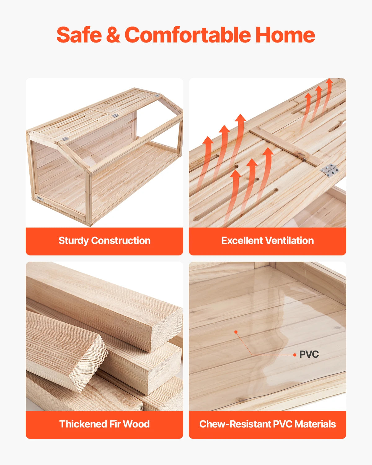 S- 30"-35" M- 40"-45" L- 45"-50" Wooden 270° Viewing Hamster Habitat with Openable Top Ventilated Animal Cage for Gerbils Mice