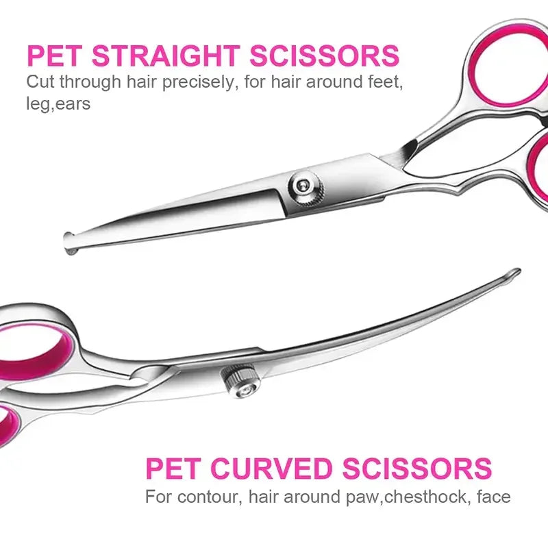 Titanium Coated Grooming Scissors with Safety Round Tips