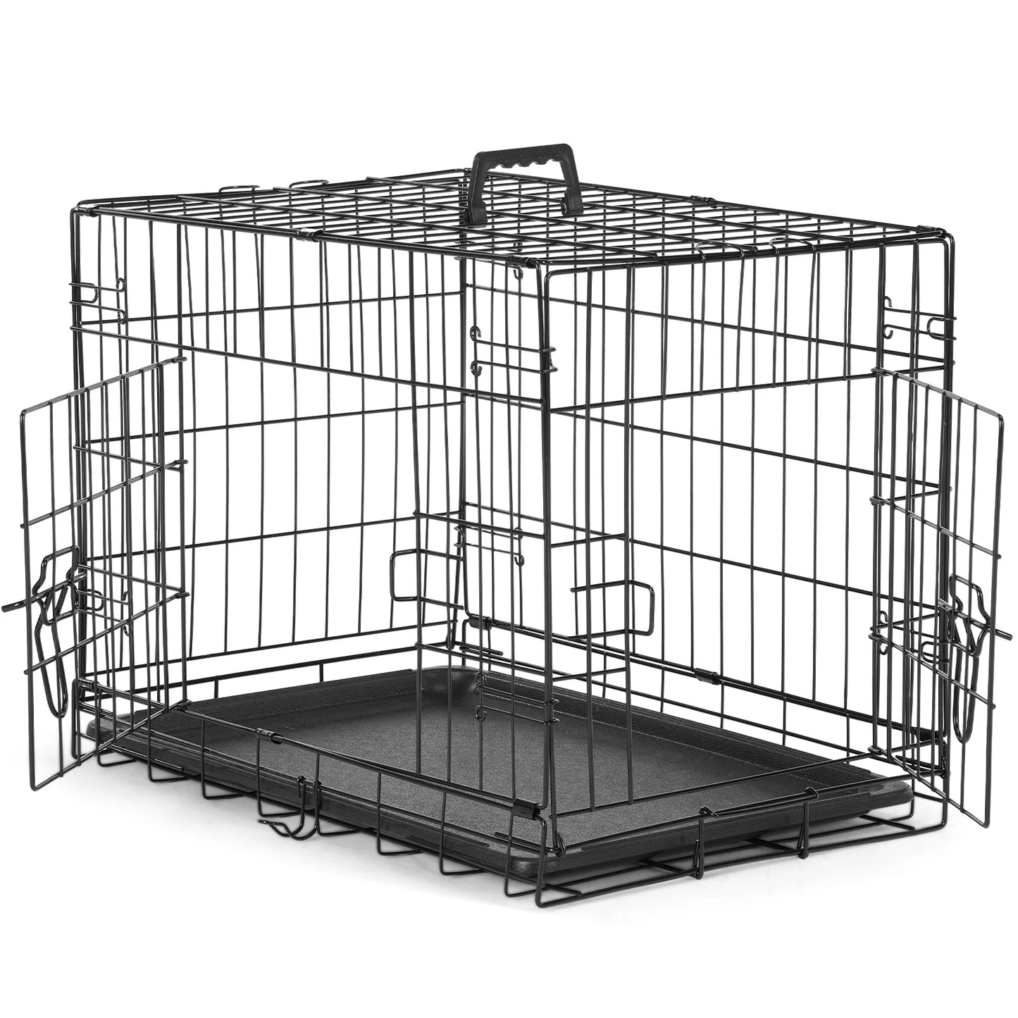 Medium - XL Folding Metal Pet Kennel with Leak-Proof Pan Tray