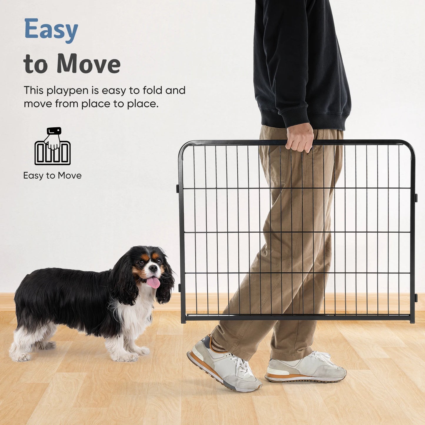 M- 24" L- 32" 16-Panel Metal Dog Playpen- Exercise Yard with Doors