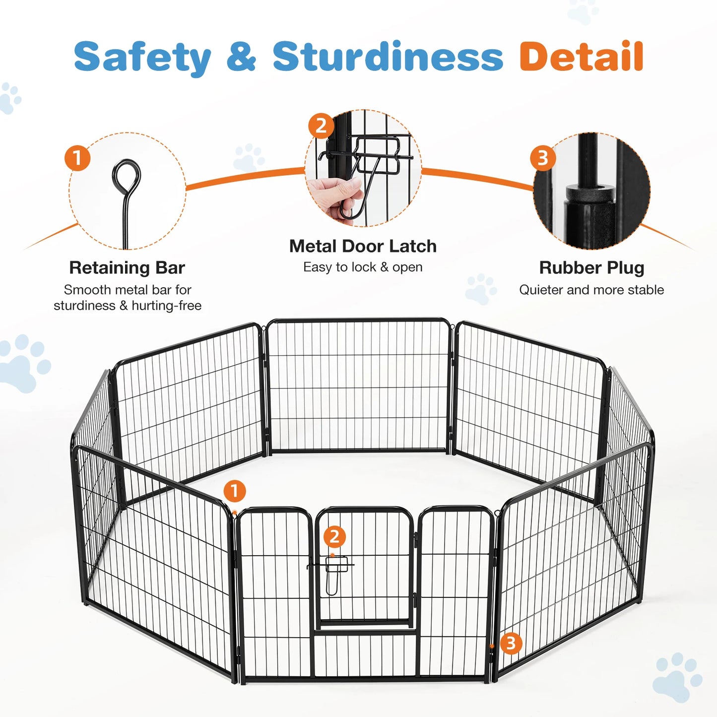 8 Panel Metal Dog Playpen - Indoor Fence