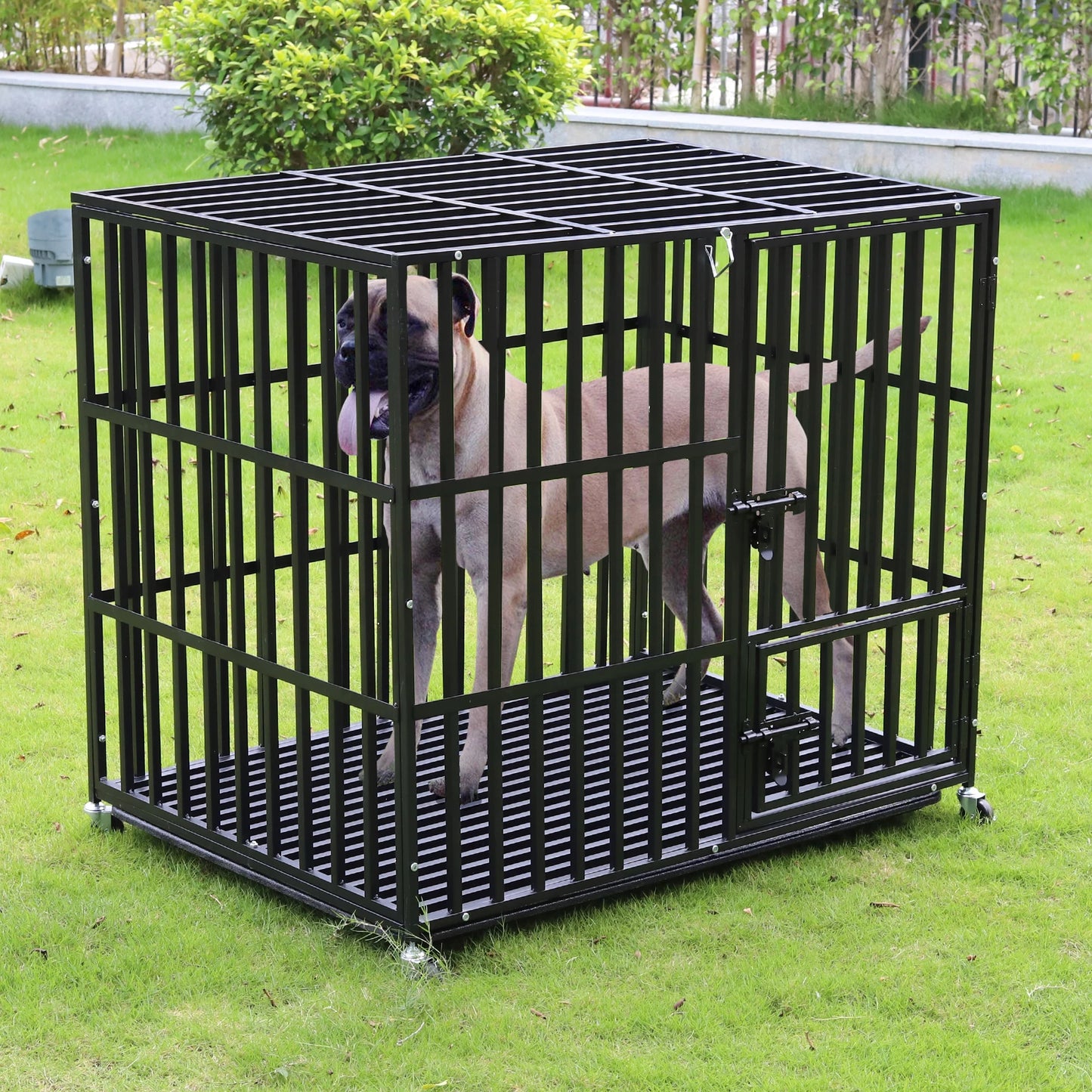 L- 37” XL- 42” XXL- 46” Heavy Duty Metal Dog Crate Kennel with 4 -Wheels and 3 Doors