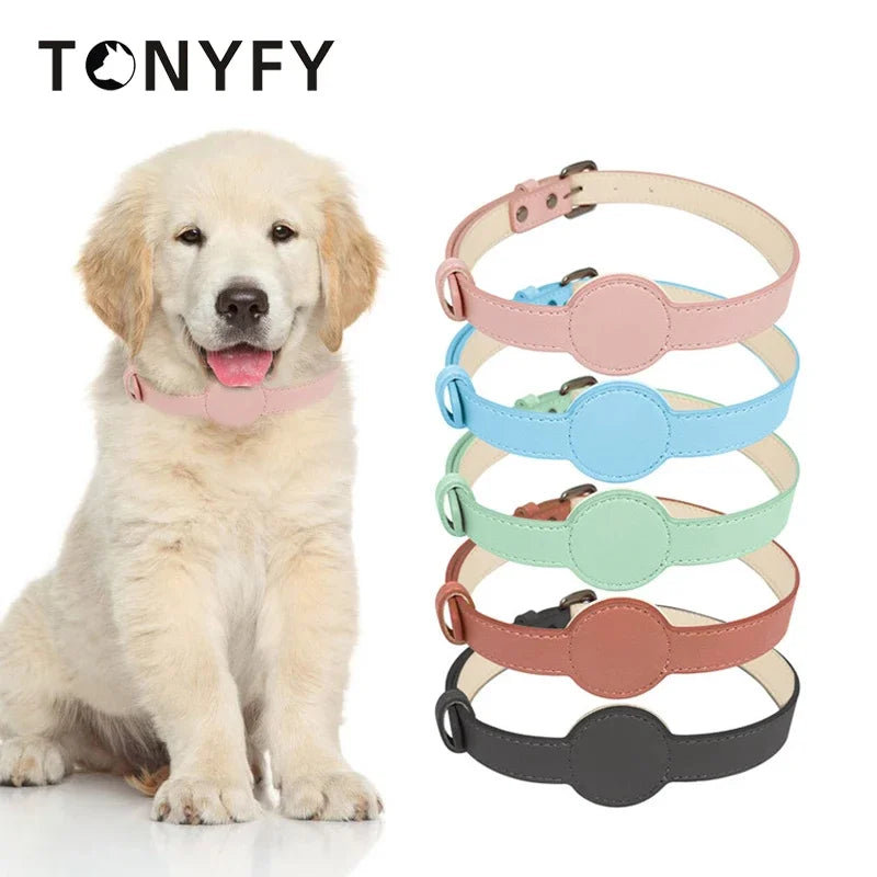 Apple Airtag Leather Pet Collar for Puppy