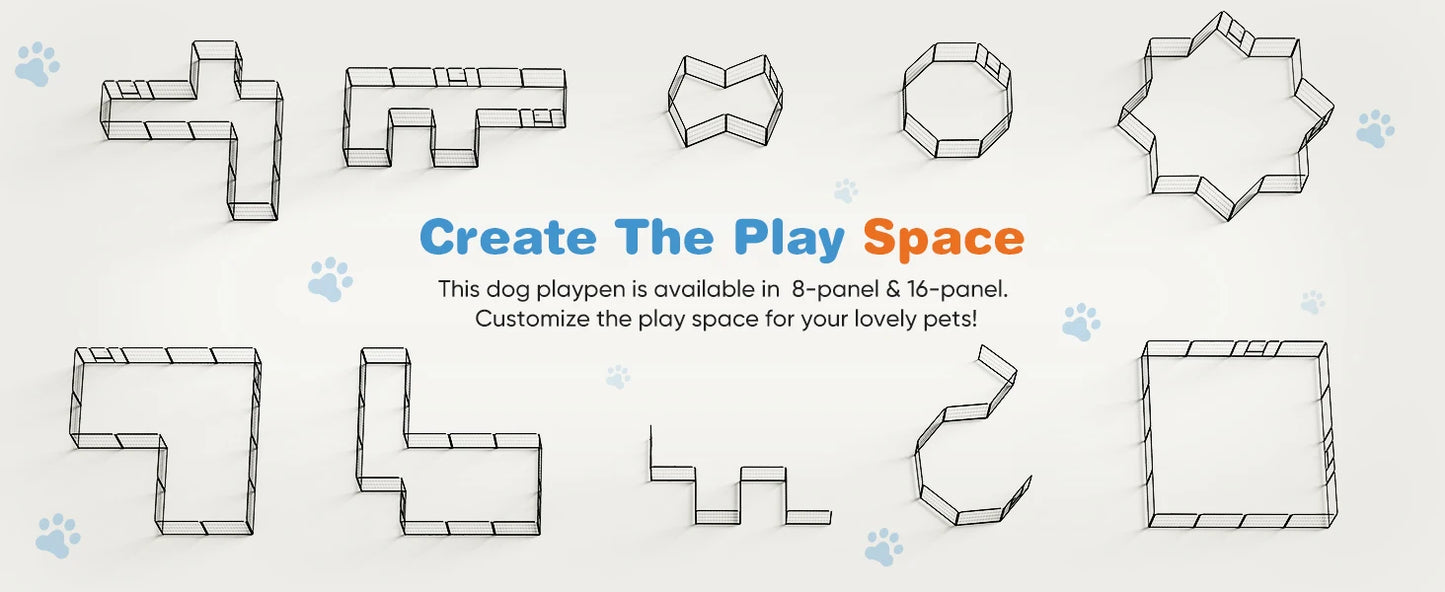 8 Panel Metal Dog Playpen - Indoor Fence