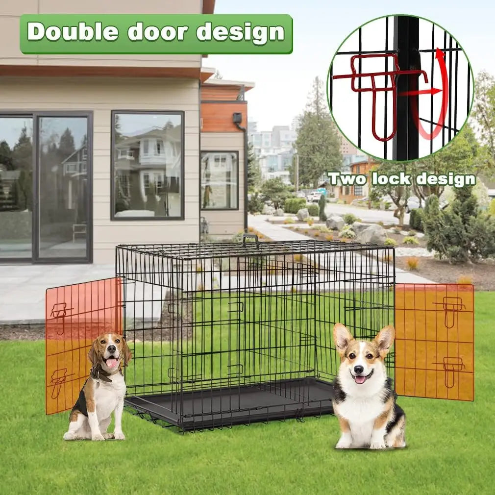 48 Inch Folding Metal Dog Crate for Large Dogs