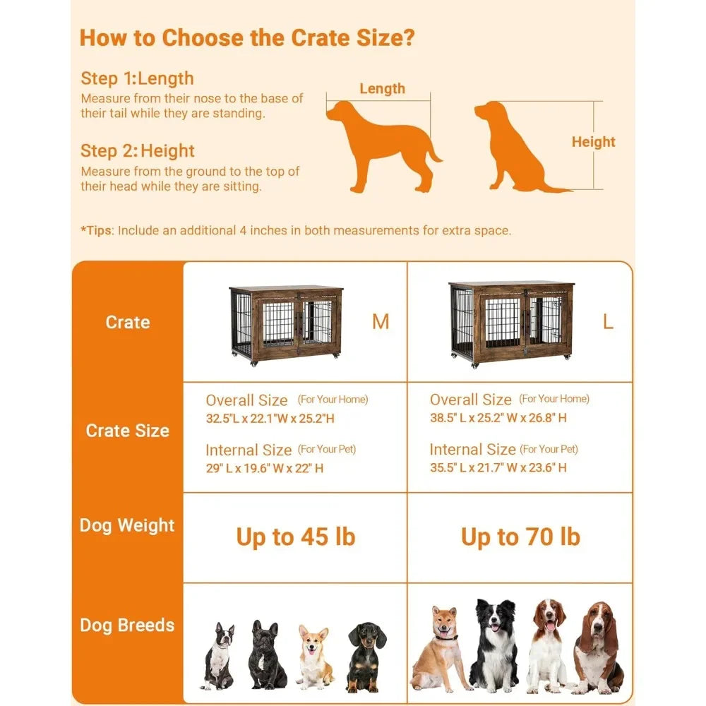 Wooden Kennel Dog Crate Table with Cushion