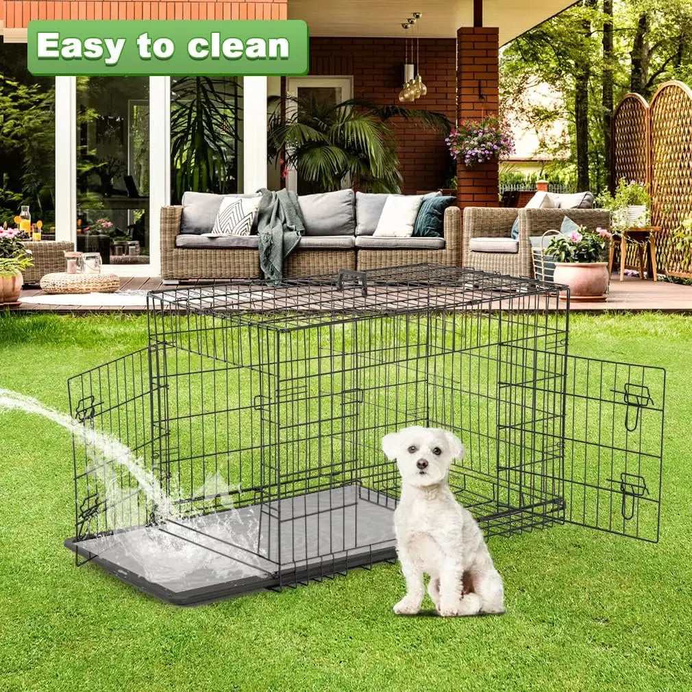 48 Inch Folding Metal Dog Crate for Large Dogs