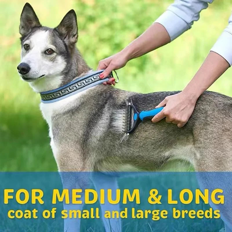 Pet Hair Remover Shedding Brush & Fur Knot Cutter