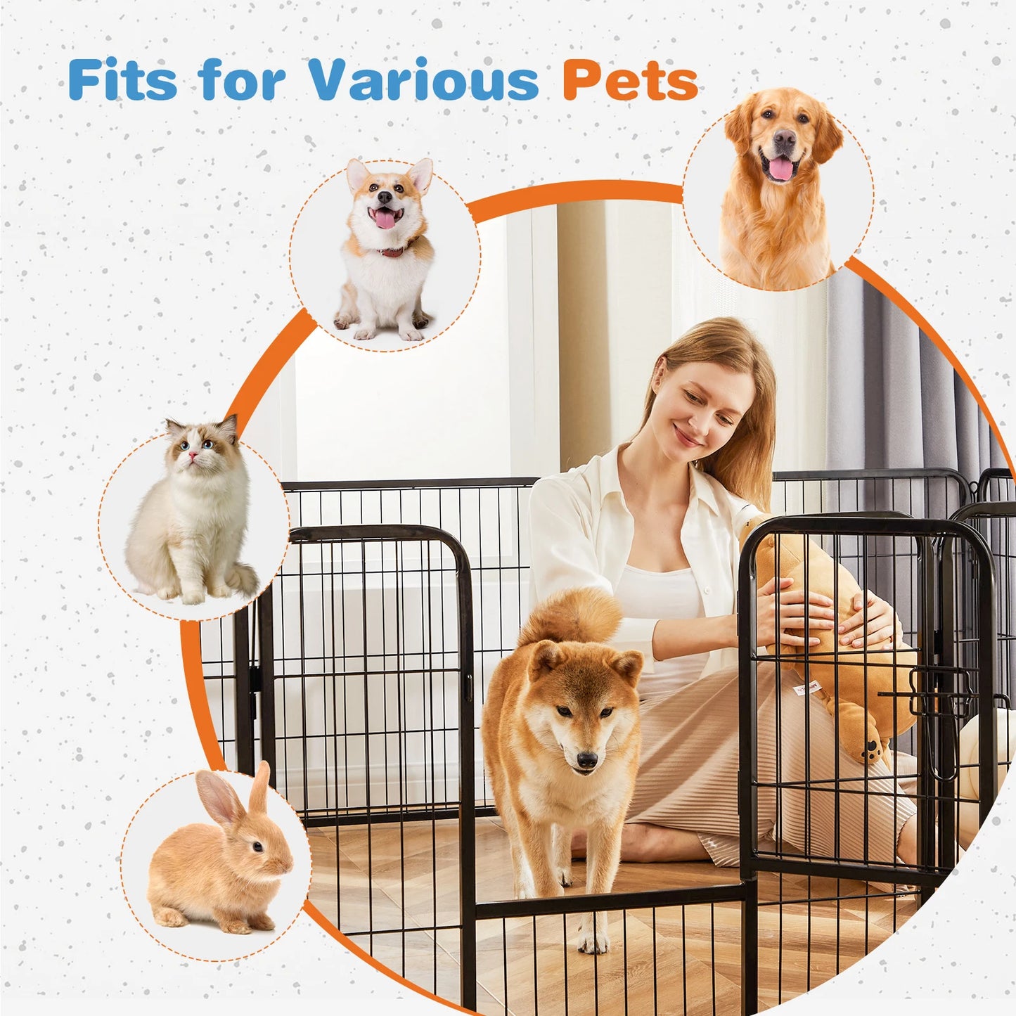 8 Panel Metal Dog Playpen - Indoor Fence