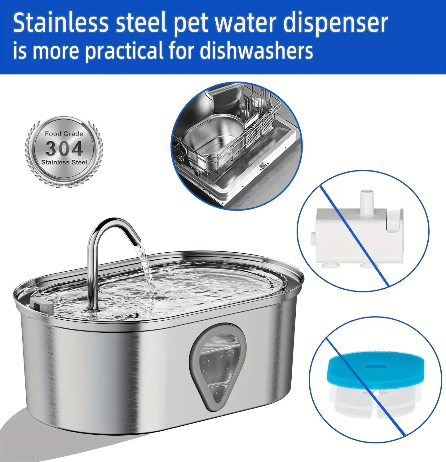 3.5L large capacity Stainless Steel Pet Water Dispenser