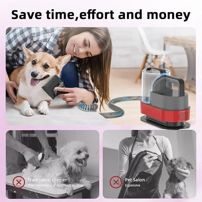 Pet Grooming Kit with Hair Vacuum Clippers,