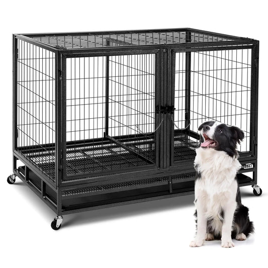 Extra Large Durable and Strong Dog Crate Kennel with Wheels