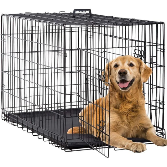L-Folding Metal Kennel / Crate for Large Dogs  with Double-Door