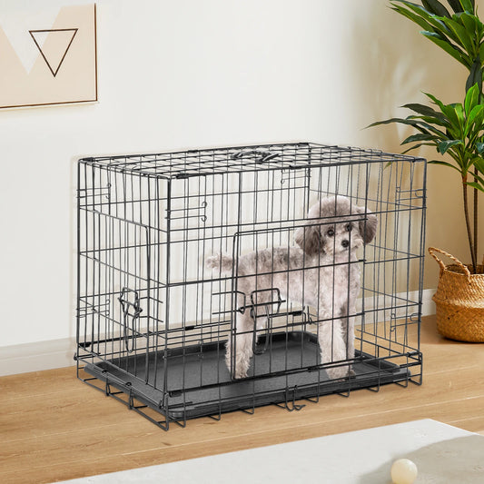 Medium - XL  Folding Metal Pet Kennel  with Leak-Proof Pan Tray