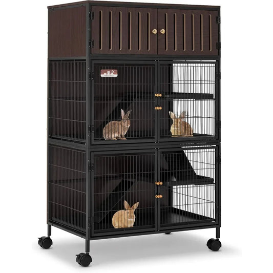 Large Metal  Ferret Cage with Removable Ramps, Double Door, and top cabinet; Critter Nation