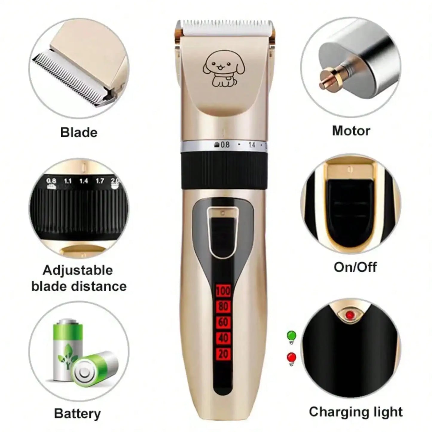 Cordless  Pet Hair Trimmer / Shaver Grooming Kit -  Thick Hair