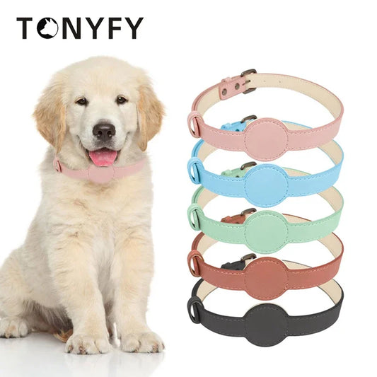 Apple Airtag Leather Pet Collar for Puppy
