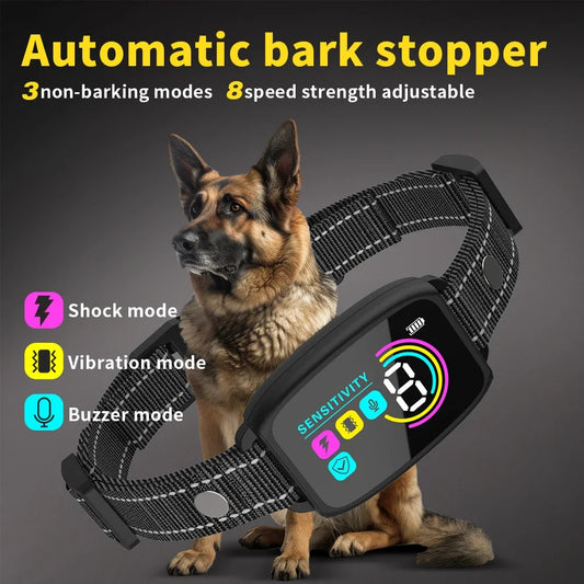 Automatic Anti Bark Rechargeable Dog Collar; Electric Shock Vibration; Buzzer; Waterproof