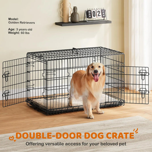 42 inch Double Door Collapsible Metal Dog Crate